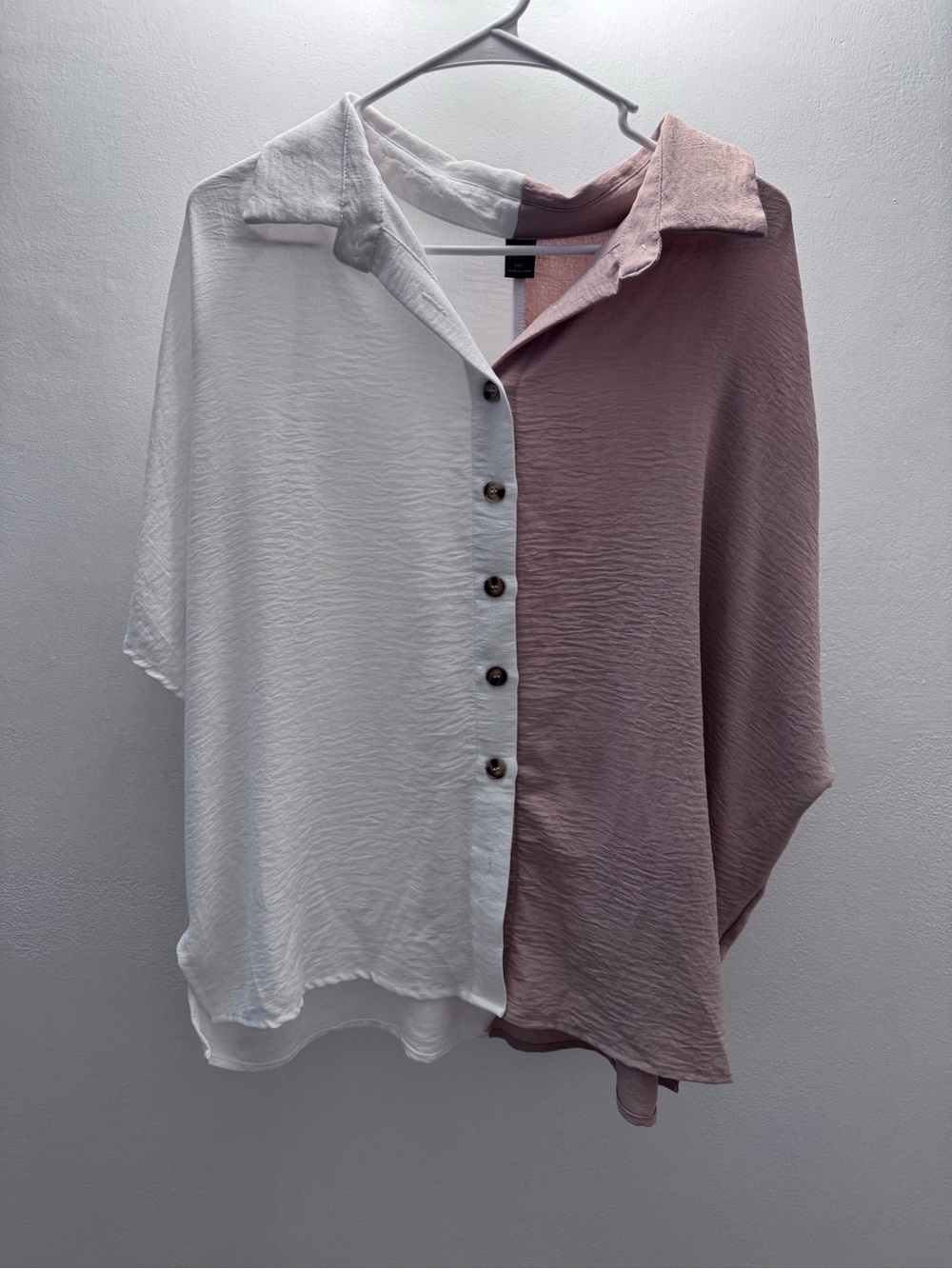 SHEIN Two-Tone Button Front Blouse